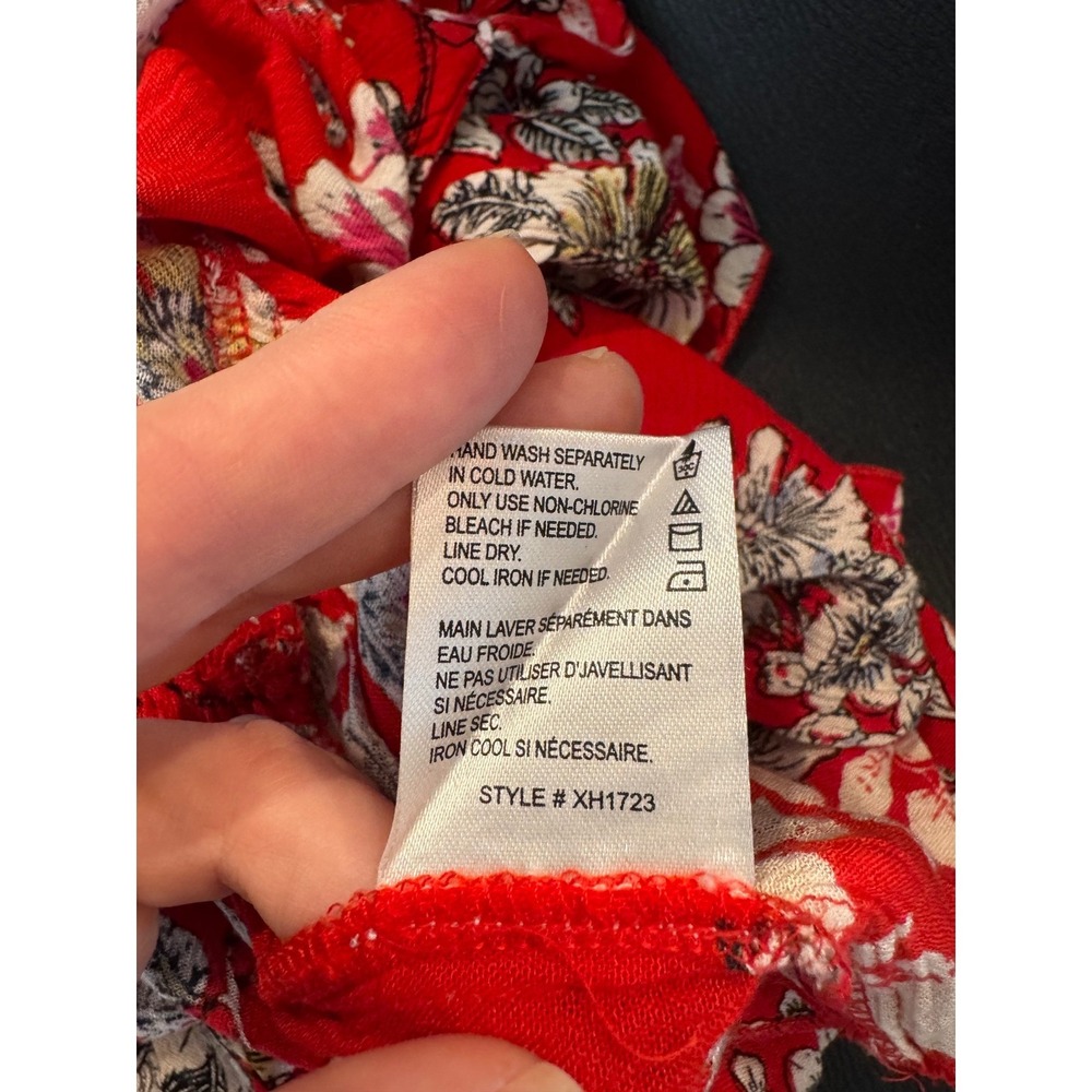 Patrons of Peace Anthropologie Red Floral Ruffle Peplum Cami Top Small - Picture 5 of 8